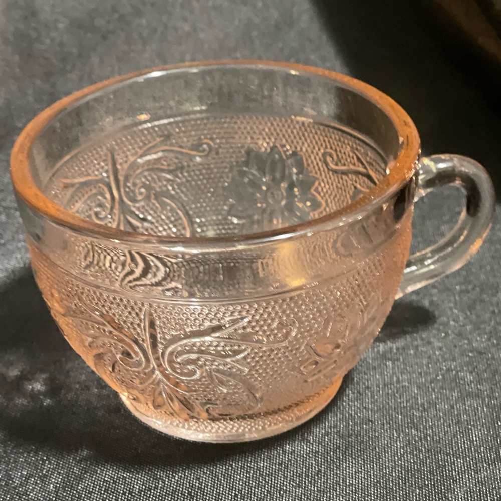 Vintage Indiana Tiara Exclusive Pink Sandwich Coffee Cup Glass VTG Antique